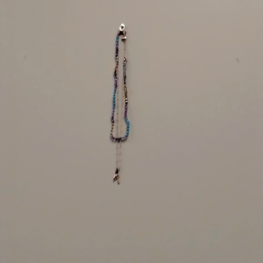 Fossil, Rose Gold Chain, multi color beaded necklace, 16 inch